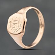 Pre-Owned Vintage 9ct Rose Gold Hexagon Signet Ring 41342179