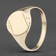Pre-Owned 9ct Yellow Gold Oval Signet Ring 41342191