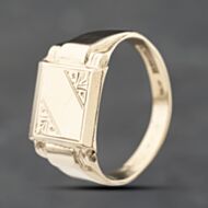 Pre-Owned 9ct Yellow Gold Square Part Engraved Signet Ring 41342199