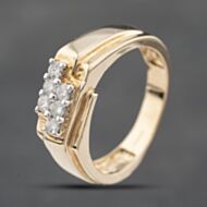 Pre-Owned 9ct Yellow Gold 0.30ct Brilliant Cut Diamond 2 Row Signet Ring 41342207