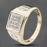 Pre-Owned 9ct Yellow Gold 0.10ct Brilliant Cut Diamond Square Signet Ring 41342218