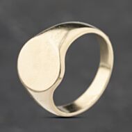 Pre-Owned 9ct Yellow Gold Plain Oval Signet Ring 41342243