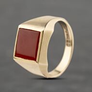 Pre-Owned 9ct Yellow Gold Carnelian Square Signet Ring 41342258