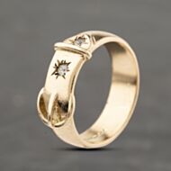 Pre-Owned 9ct Yellow Gold Diamond Buckle Ring 41342260