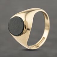 Pre-Owned 9ct Yellow Gold Bloodstone Oval Signet Ring 41342261