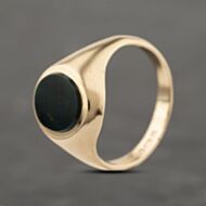 Pre-Owned 9ct Yellow Gold Bloodstone Oval Signet Ring 41342263