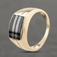 Pre-Owned 9ct Yellow Gold Onyx Signet Ring 41342268