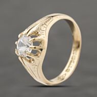 Pre-Owned Vintage 9ct Yellow Gold Cubic Zirconia Signet Ring 41342272
