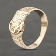 Pre-Owned 9ct Yellow Gold Patterned Buckle Ring 41342273