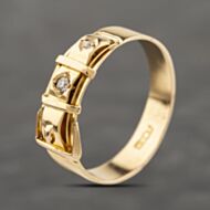 Pre-Owned Yellow Gold 0.05ct Diamond Buckle Ring 41342275