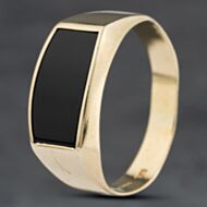 Pre-Owned 9ct Yellow Gold Onyx Oblong Signet Ring 41342287