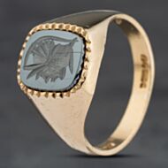 Pre-Owned 9ct Yellow Gold Hematite Signet Ring 41342288