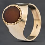 Pre-Owned Yellow Gold Carnelian Oval Signet Ring 41342293
