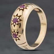 Pre-Owned 9ct Yellow Gold Ruby Three Stone Signet Ring 41342297