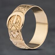 Pre-Owned 9ct Yellow Gold Engraved Buckle Ring 41342301