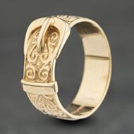Pre-Owned 9ct Yellow Gold Patterned Buckle Ring 41342306