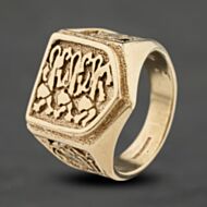 Pre-Owned 9ct Yellow Gold England Crest Three Lions Signet Ring 41342314