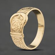 Pre-Owned 9ct Yellow Gold Engraved Buckle Ring 41342318