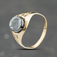 Pre-Owned 9ct Yellow Gold Hematite Oval Signet Ring 41342346