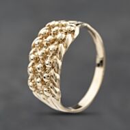 Pre-Owned 9ct Yellow Gold Three Row Keeper Ring 41342373