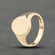 Pre-Owned Vintage 9ct Yellow Gold Oval Plain Signet Ring 41342383