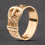 Pre-Owned 9ct Yellow Gold Patterned Buckle Ring 41342408