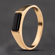 Pre-Owned 9ct Yellow Gold Onyx Oblong Signet Ring 41342411