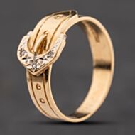 Pre-Owned 9ct Yellow Gold Diamond Buckle Ring 41342416
