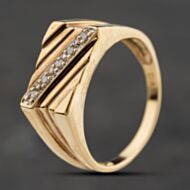 Pre-Owned 9ct Yellow Gold 0.07ct Diamond Signet Ring 41342419