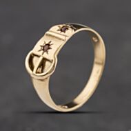 Pre-Owned 9ct Yellow Gold Garnet Buckle Ring 41342435