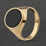 Pre-Owned Vintage 9ct Yellow Gold Onyx Oval Signet Ring 41342454