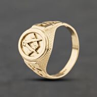Pre-Owned 9ct Yellow Gold Oval Masonic Signet Ring 41342467
