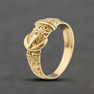 Pre-Owned 9ct Yellow Gold Flower Pattern Buckle Ring 41342471