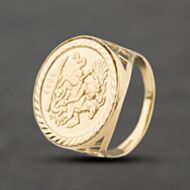 Pre-Owned 9ct Yellow Gold St George Coin Ring 41342482