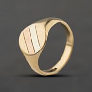 Pre-Owned 9ct Three Colour Gold Oval Signet Ring 41342497