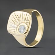 Pre-Owned 18ct Yellow Gold Diamond Sunray Signet Ring 41342506