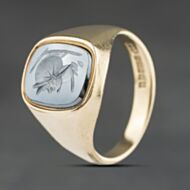 Pre-Owned 9ct Yellow Gold Hematite Signet Ring 41342511