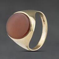 Pre-Owned 9ct Yellow Gold Carnelian Oval Signet Ring 41342519