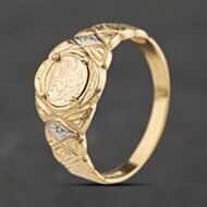 Pre-Owned 9ct Two Colour Gold Diamond St George Signet Ring 41342527