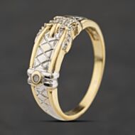 Pre-Owned 9ct Two Colour Gold Diamond Buckle Ring 41342528