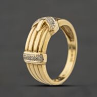 Pre-Owned 9ct Yellow Gold 0.05ct Diamond Buckle Ring 41342546