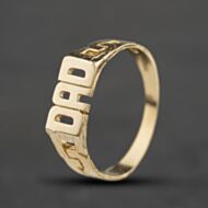 Pre-Owned 9ct Yellow Gold Dad Chain Link Shoulders Signet Ring 41342554