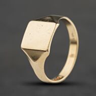 Pre-Owned 9ct Yellow Gold Plain Oblong Signet Ring 41342556