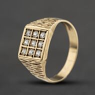 Pre-Owned 9ct Yellow Gold Cubic Zirconia Nine Stone Signet Ring 41342559