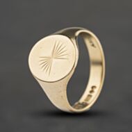 Pre-Owned 9ct Yellow Gold Oval Diamond Cut Signet Ring 41342561