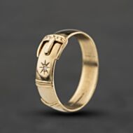 Pre-Owned 9ct Yellow Gold Diamond Buckle Ring 41342562