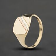 Pre-Owned 9ct Three Colour Gold Signet Ring 41342563
