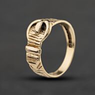 Pre-Owned 9ct Yellow Gold Bark Design Buckle Ring 41342568