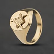 Pre-Owned 9ct Yellow Gold Masons Signet Ring 41342570