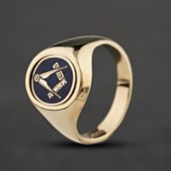 Pre-Owned 9ct Yellow Gold Rotating Mason Signet Ring 41342574